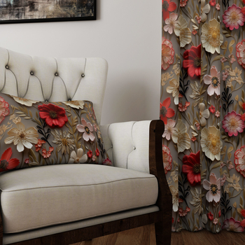 Zasłona z motywem kwiatowym