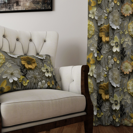 Zasłona z motywem kwiatowym