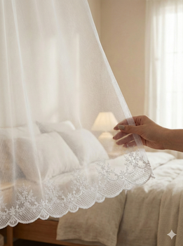 Firana na metry z kwiatowym haftem