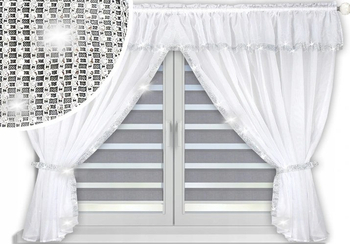 400x150 | Gotowa firana z woalu | Upięcie cyrkonie diamenty 400 x 150 cm