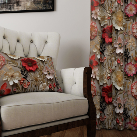 Zasłona z motywem kwiatowym