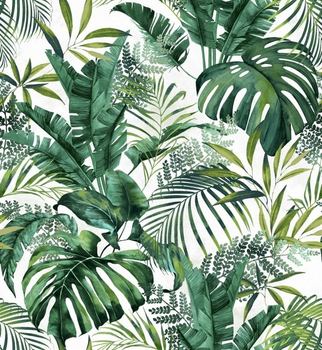 Tkanina na metry - wzór dżungla, monstera szerokość 140cm