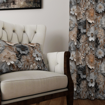 Zasłona z motywem kwiatowym