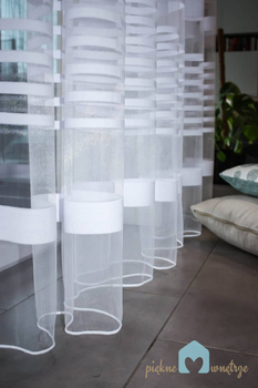 Firana tiulowa w białe pasy- szyta na miarę