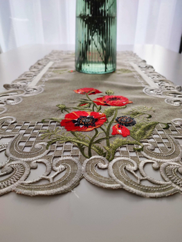 Bieżnik szary z motywem kwiatowym 40x85 cm