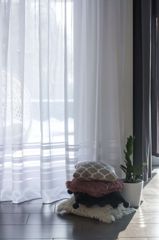 Firana lniana na metry | nabłyszczana | ze wzorem poziome pasy