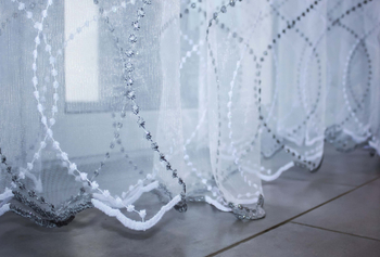 Firanka tiulowa na metry | Srebrna nitka | 280 cm
