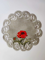 Serwetka szara w motyw maków 30 cm