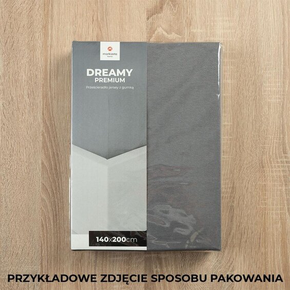 DREAMY PREMIUM Prześcieradło jersey z gumką, szerokość 120 x wysokość 200cm, kolor 002 jasny szary 100033/JEG/002/120200/1