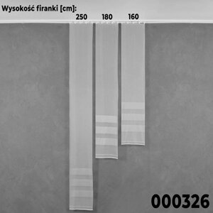 Firanka żakardowa ze wzorem pasowym z ołowianką, wysokość 250cm, kolor 001 biały 000326/OLO/001/000250/1